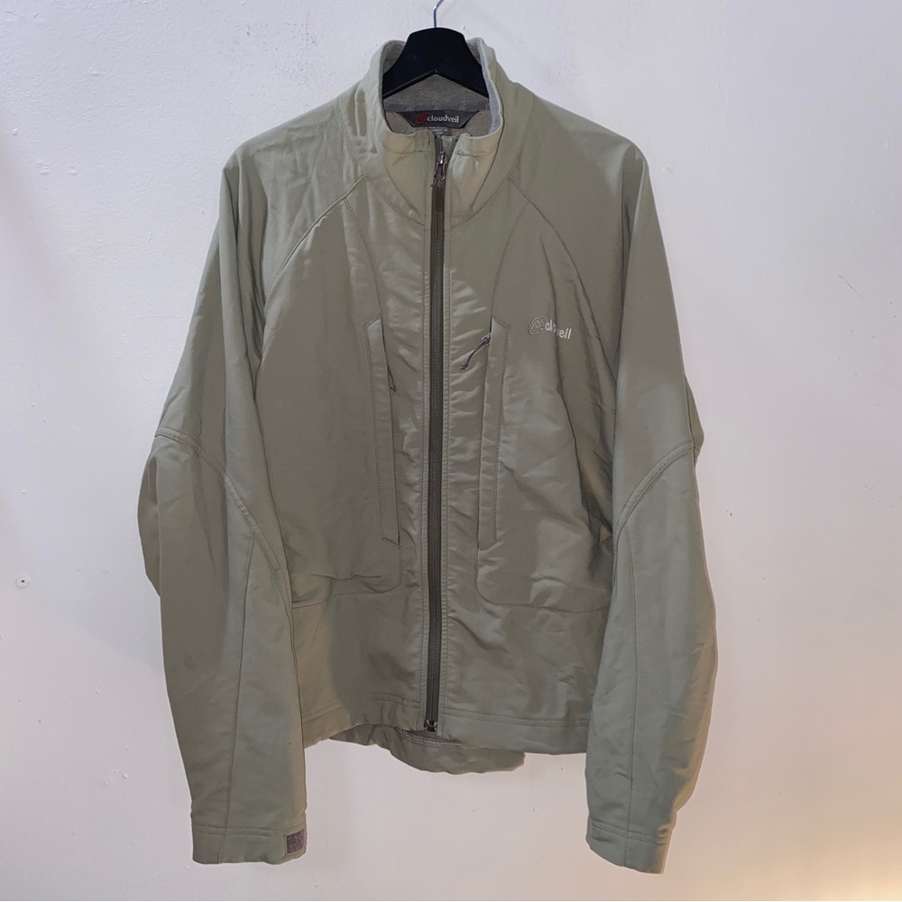 CLOUDVEIL Mens Small Green Softshell Jacket Long Sleeve Hiking Outdoors